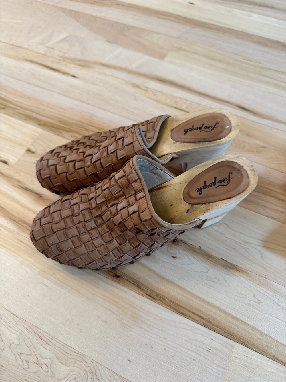 Free People Woven Adelaide Clogs Shoes Taupe Tan-37-6.5-7